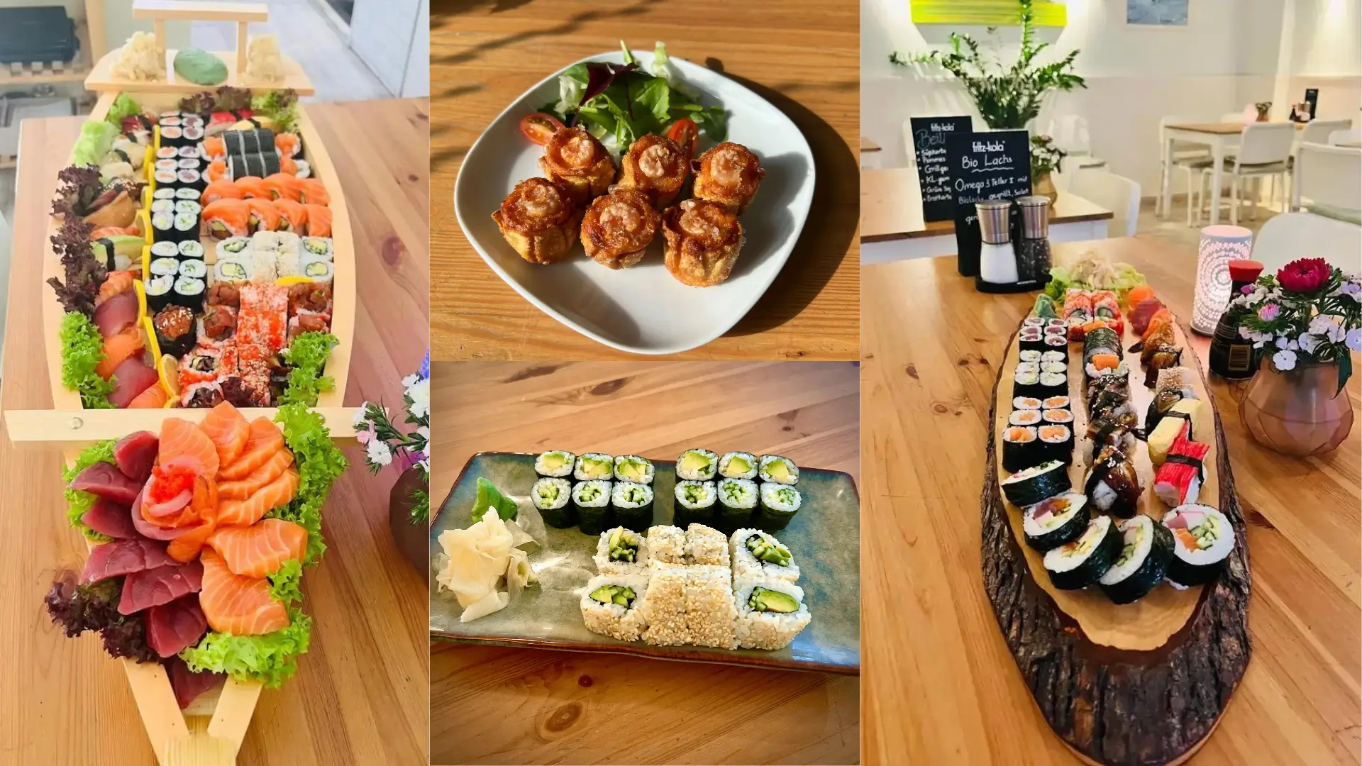 Sushi-Platten mit Maki, Nigiri und Sashimi im Hai Lam
